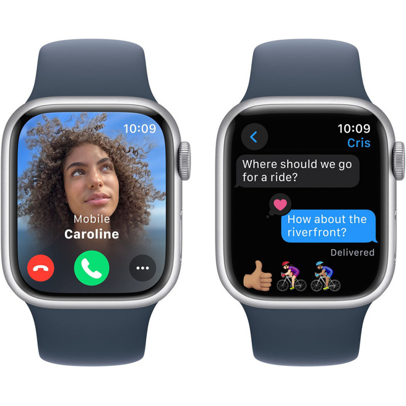 Смартгодинник Apple Watch Series 9 GPS 41mm Silver Aluminium Case with Storm Blue Sport Band – S/M