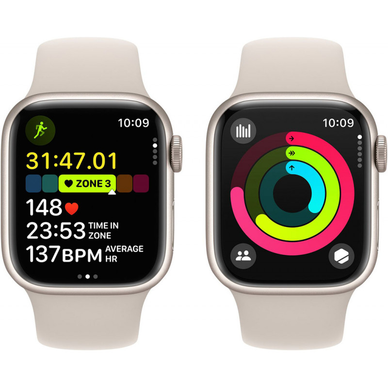 Смартгодинник Apple Watch Series 9 GPS 41mm Starlight Aluminium Case with Starlight Sport Band – M/L